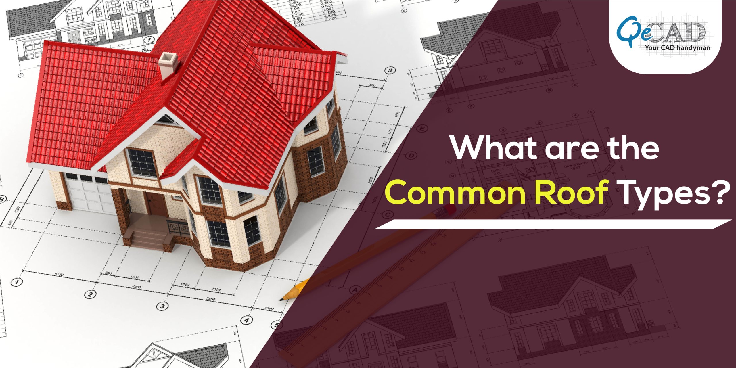 There are many types of roofs, here we have covered most common roofs, Gable roof, Hip Roof, Flat roof, Shed roof, Mansard roof, Saltbox roof, and Butterfly Roof